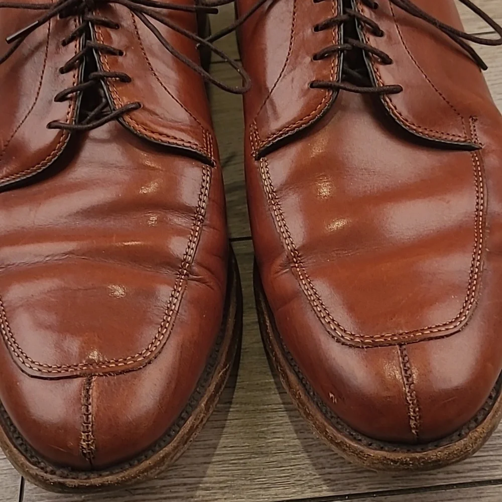 ALLEN EDMONDS Delray Tan Brown Oxfords Sz‎ 10 3E Split Toe Mens Dress Shoes